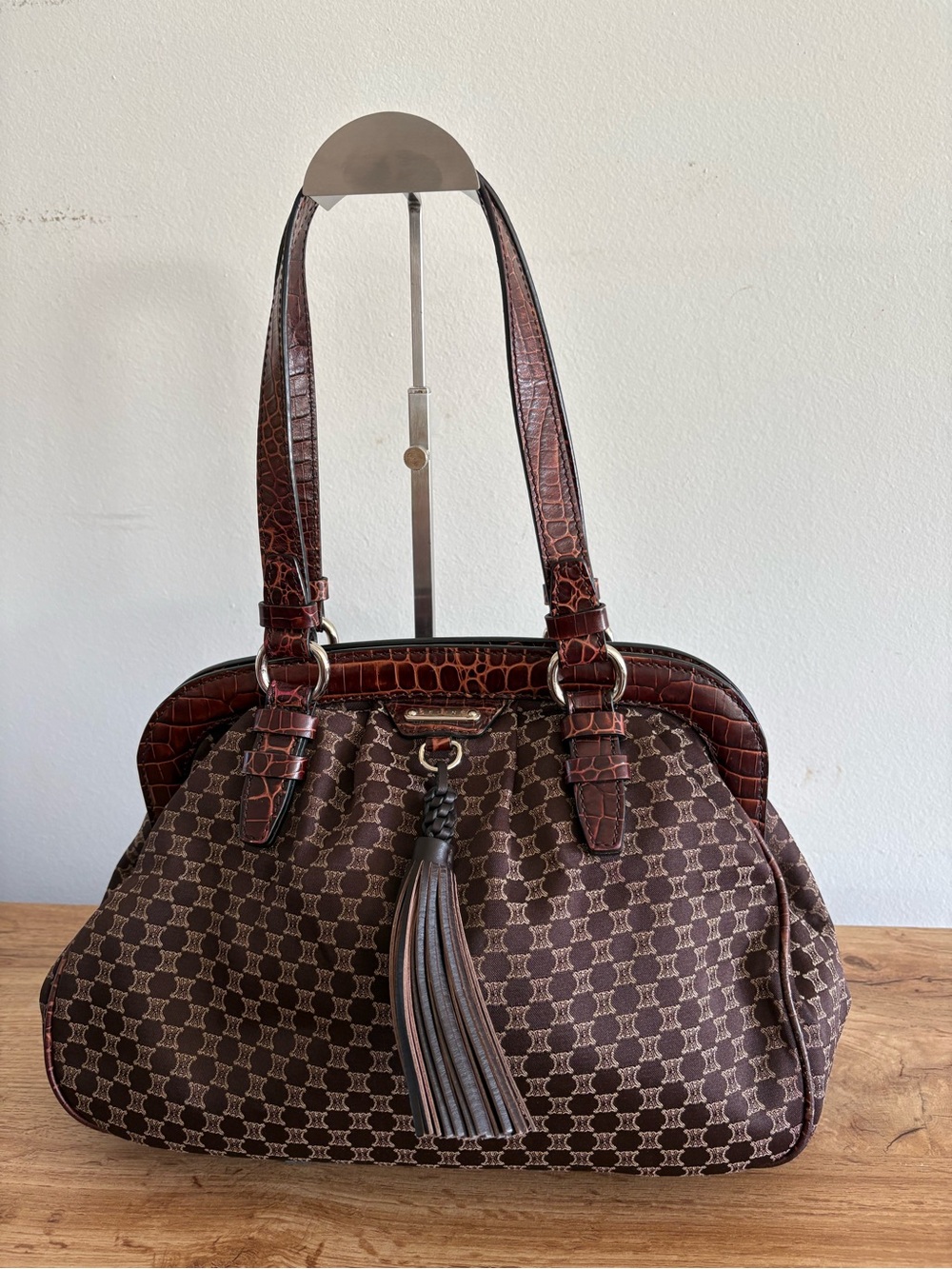 Celine Macadam Canvas Brown Monogram Tote with Tassel - Designer Style